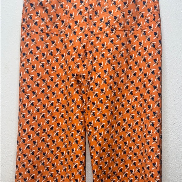 Vibrant Orange Black Wide Leg Pants with Retro Print - Picture 3 of 8